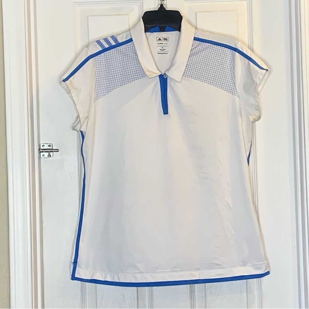Adidas Golf Climacool White Collared V-neck Activewear Polo Shirt Size XL - Picture 10 of 11